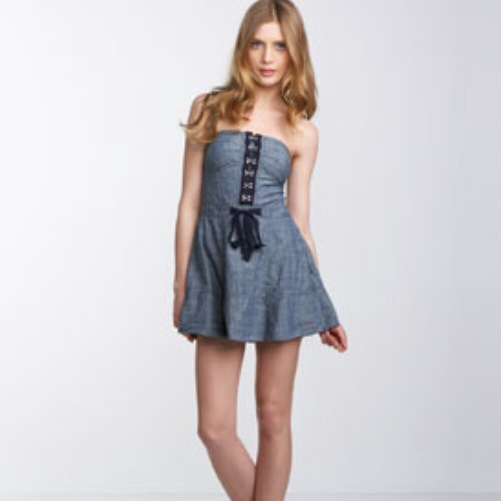 Juicy Couture Chambray Strapless Dress/Romper Skort/Jean (New)